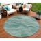 Homeroots 8' Teal Blue And Ivory Round Abstract Washable Indoor Outdoor Area Rug 631319 - alternate 1