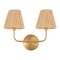 Jonathan Y Malaya 16" 2-Light Bohemian Coastal Metal Pleated Paper Shade LED Vanity Light, Beige/Brass Gold JYL1615A - alternate 1