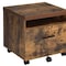 Homeroots 19" Brown And Black Rustic Wood Single Drawer Rolling Filing Cabinet 286420 - alternate 6