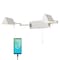 Jonathan Y Arlo 54" 2-Light Farmhouse Industrial Double Swing Arm Iron LED Wall Sconce w/Pull-Chain USB Chargin JYL6016B - alternate 1
