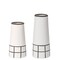 Uniquewise Set of 7in and 9.5in High Ceramic Modern Painted Grid Tapered Flower Table Vases, Black and White QI004059.2 - alternate 1