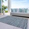Homeroots 10' X 14' Teal Blue Aqua And Gray Striped Washable Indoor Outdoor Area Rug 587943 - alternate 4