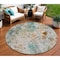 Homeroots 8' Teal Blue And Green Round Floral Washable Indoor Outdoor Area Rug 583144 - alternate 1