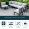 Leisuremod Chelsea 6-Piece Patio Sectional Black Aluminum With Cushions, Light Grey CSBL-6LGR - alternate 6