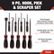 Performance Tool 9 pc. Hook Pick Scraper Set, Chrome Vanadium Steel, Non-Slip Grips W948 - alternate 5