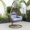 Leisuremod Beige Wicker Hanging Egg Swing Chair with Charcoal Blue Cushions ESCBG-40CBU - alternate 4