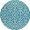 Homeroots 8' Teal Blue And Ivory Round Damask Washable Indoor Outdoor Area Rug 595195 - alternate 4