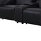 Homeroots 179" Black Top Grain Leather Reclining Metal USB Sofa 720319 - alternate 3