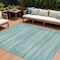 Homeroots 9' X 12' Aqua And Ivory Striped Washable Indoor Outdoor Area Rug 631477 - alternate 1