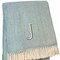 Homeroots 55" X 70" Sky Blue And White Herringbone Cotton Blend J Throw Blanket with Tassels And Embroidery 680589 - alternate 2