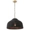 Jonathan Y Eliza 20 in. 1-Light Coastal Bohemian Woven Rattan and Iron LED Pendant, Black/Brass Gold JYL1133C - alternate 1