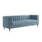 Homeroots 85" Slate Blue Velvet Sofa With Espresso Legs 543931 - alternate 5