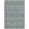 Homeroots 3' X 5' Blue and Cream Damask Washable Non Skid Indoor Outdoor Area Rug 563865 - alternate 6