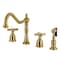 Kingston Brass Double-Handle Widespread Kitchen Faucet with Brass Sprayer, Brushed Brass KB1797BEXBS - alternate 1