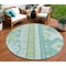 Homeroots 8' Mint Green Blue And Ivory Round Aztec Washable Indoor Outdoor Area Rug 598480 - alternate 1