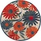 Homeroots 5' Ivory Blue And Orange Round Floral Indoor Outdoor Area Rug 548147 - alternate 1