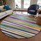 Homeroots 8' Blue Green And Copper Round Striped Washable Indoor Outdoor Area Rug 597369 - alternate 6