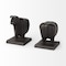 Homeroots Set of Two 7" Black Fabric Bull Decorative Bookends, 2PK 392140 - alternate 1