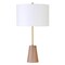 Homeroots 26" Gold and Brown Metal Table Lamp With White Drum Shade 524494 - alternate 1