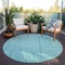 Homeroots 8' Turquoise And Ivory Round Geometric Washable Indoor Outdoor Area Rug 600866 - alternate 3