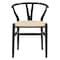 Homeroots Set of Two Natural and Black Upholstery Wishbone Back Dining Arm Chairs 653944 - alternate 1