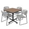Regency Square Kobe Breakroom Table W/ 4 Zeng Stack Chairs, 36 in W, 36 in L, Noble Oak TKB3636NO44GY - alternate 1