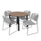 Regency Round Kee Breakroom Table W/ 4 Zeng Stack Chairs, 36 in W, 36 in L, Noble Oak TB36RNDNOBPBK44GY - alternate 1