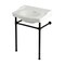 Kingston Brass 30" Ceramic Console Sink with Stainless Steel Legs, 8-Inch, 3-Hole, White/Matte Black KVPB30229W80 - alternate 1