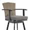 Homeroots 44" Charcoal Metal Swivel Outdoor Bar Height chair with Footrest 571169 - alternate 6