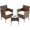 Yssoa 3-Piece Patio Furniture Set Outdoor Rattan Wicker Chairs with Comfortable Cushions and Glass 3A88FNSOFASET3RATTANBRN - alternate 1