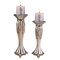 Homeroots Set of Two Silver Metallic Polyresin Ornate Tabletop Pillar Candle Holders With Candle, 2PK 468329 - alternate 3