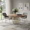 Homeroots 47" Acacia Live Edge Rounded Solid Wood And Brass Dining Table 487363 - alternate 3