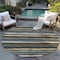 Homeroots 8' Brown Beige And Green Round Striped Washable Indoor Outdoor Area Rug 598886 - alternate 6