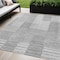 Homeroots 5' X 8' Silver Gray And Ivory Striped Washable Indoor Outdoor Area Rug 581672 - alternate 1