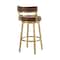 Homeroots 26" Coffee and Gold Faux Leather and Stainless Steel Low Back Counter Height Swivel Bar Chair 569166 - alternate 7