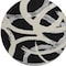 Homeroots 8' Black Ivory And Gray Round Abstract Washable Indoor Outdoor Area Rug 599108 - alternate 5