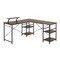 Homeroots 59" Walnut Wood and Stainless Steel L Shape Computer Desk 723781 - alternate 6