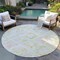 Homeroots 8' Pink Green And Beige Round Geometric Washable Indoor Outdoor Area Rug 603480 - alternate 3