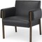 Homeroots 30" Black and Dark Brown Faux Leather and Solid Wood Arm Chair 606016 - alternate 4