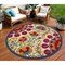 Homeroots 8' Navy Blue Beige Green Blue And Red Round Floral Indoor Outdoor Area Rug 546786 - alternate 5