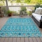 Homeroots 9' X 12' Teal Blue Ivory And Gold Geometric Washable Indoor Outdoor Area Rug 612224 - alternate 6