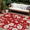Homeroots 8' X 10' Red Ivory And Gray Floral Washable Indoor Outdoor Area Rug 599919 - alternate 1