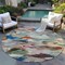 Homeroots 8' Green Teal Blue And Terra Cotta Round Abstract Washable Indoor Outdoor Area Rug 603127 - alternate 6