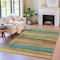 Homeroots 9' X 12' Green Teal Blue And Copper Striped Washable Indoor Outdoor Area Rug 631213 - alternate 6