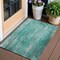 Homeroots 3' X 5' Teal Blue Aqua And Gray Striped Washable Indoor Outdoor Area Rug 577265 - alternate 1