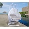 Leisuremod White Wicker Hanging 2 person Egg Swing Chair with Taupe/White Cushions ESC57WBG - alternate 3