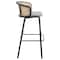 Leisuremod Ervilla Wicker Bar Stool with Fabric Seat and Black Powder Coated Steel Frame, Grey EBBL-31GR - alternate 8