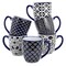 Elama Flyn 6 Piece 16 Ounce Assorted Design Stoneware Mug Set in Navy Blue and White 750123729M - alternate 1