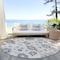 Homeroots 8' Ivory Brown And Blue Round Floral Washable Indoor Outdoor Area Rug 606160 - alternate 5