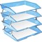 Acrimet Facility 4 Tier Letter Tray Side Load Letter Size Desktop File Organizer Plastic Clear Blue 256.2 - alternate 6